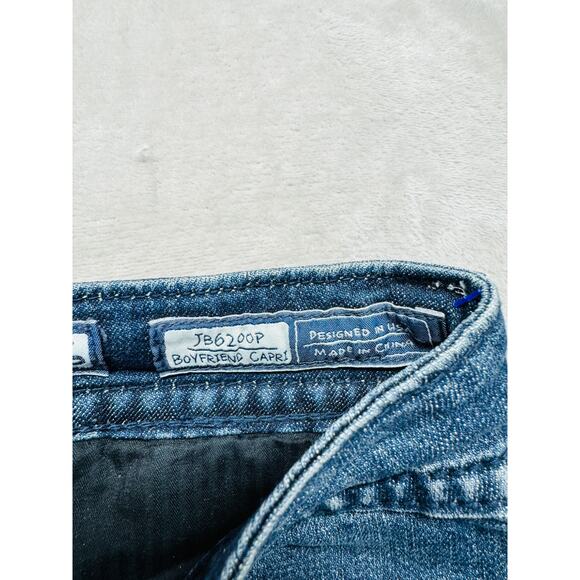 Miss Me Jeans Women 26 Medium Wash Blue Denim Boyfriend Capri Cuffed Embellished - Picture 4 of 13